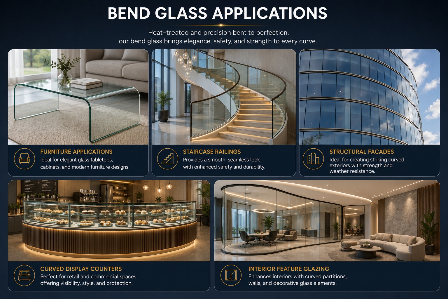 Bend Glass Architectural and Furniture Applications